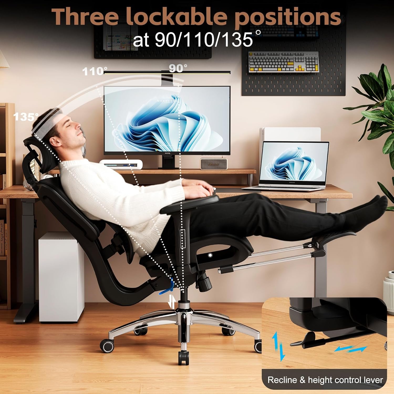 Ergonomic Office Chair – Dynamic Lumbar Support & Footrest