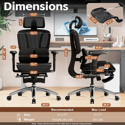 Ergonomic Office Chair – Dynamic Lumbar Support & Footrest