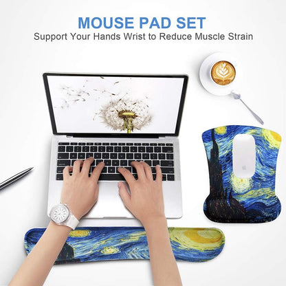 Ergonomic Mouse Pad & Keyboard Wrist Rest Set-Memory Foam Pain Relief
