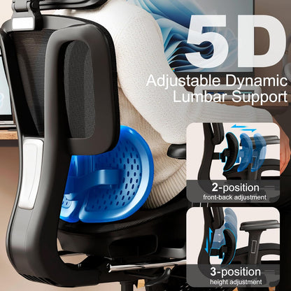 Ergonomic Office Chair – Dynamic Lumbar Support & Footrest