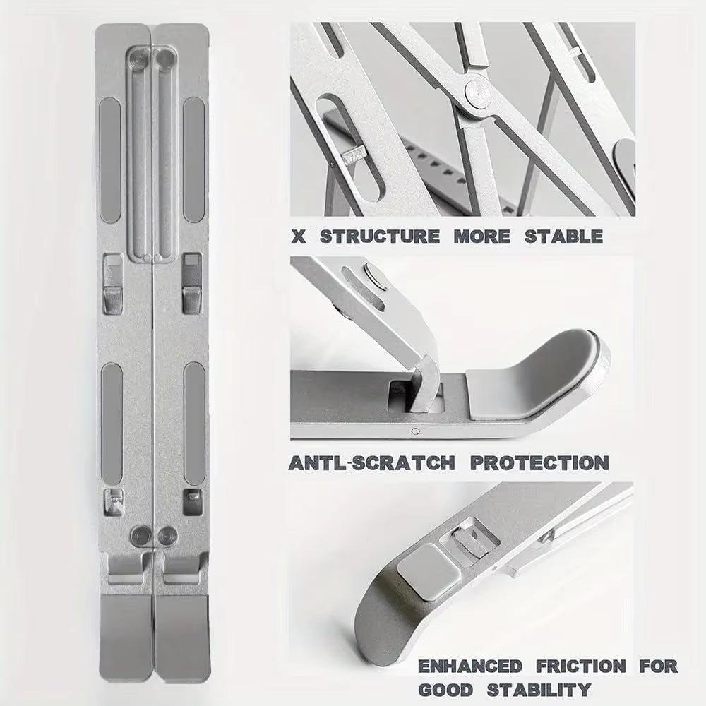 Adjustable Aluminum Laptop Stand – Ergonomic 6-Level Height Riser