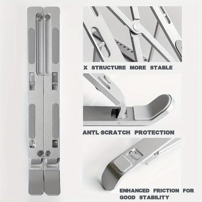 Adjustable Aluminum Laptop Stand – Ergonomic 6-Level Height Riser