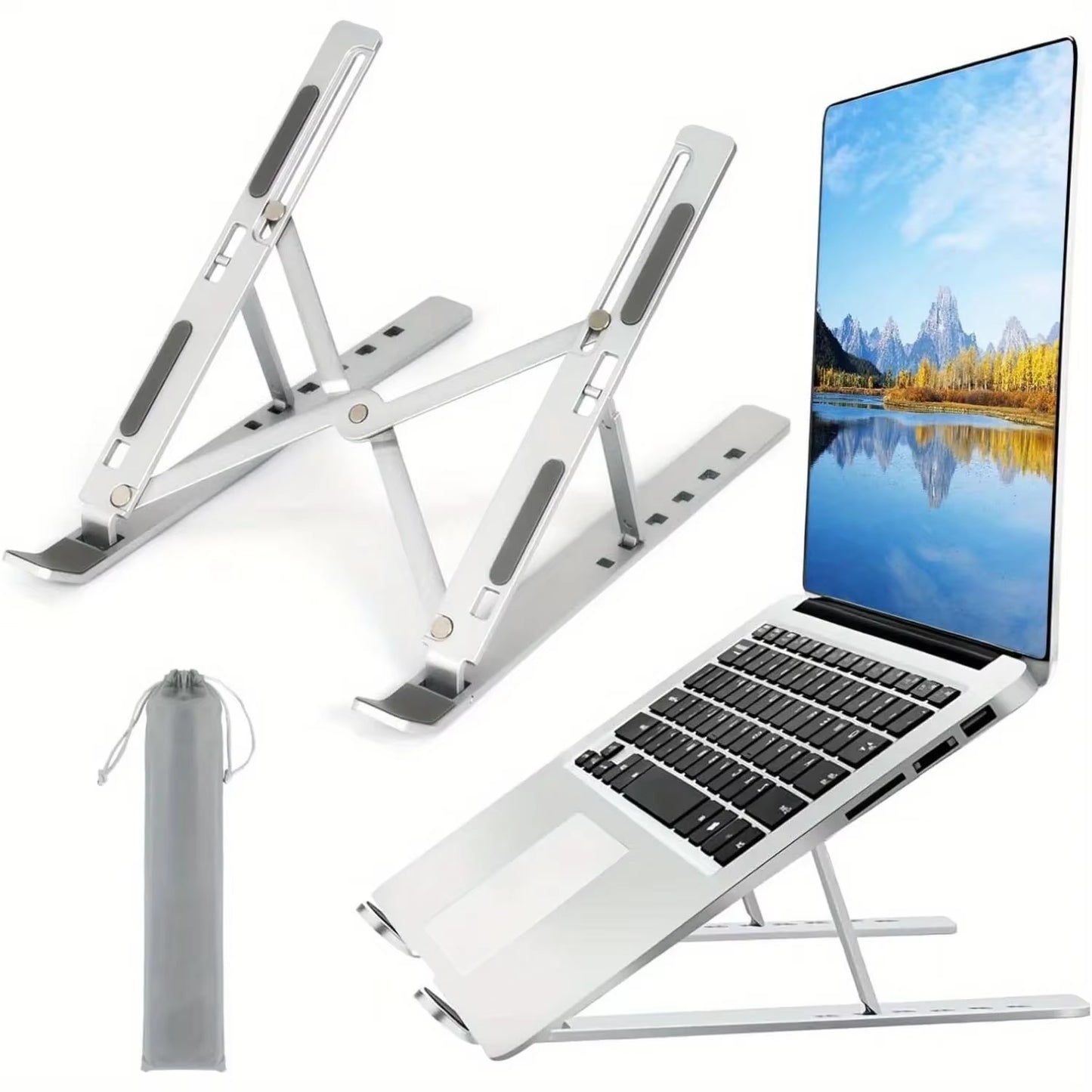 Adjustable Aluminum Laptop Stand – Ergonomic 6-Level Height Riser