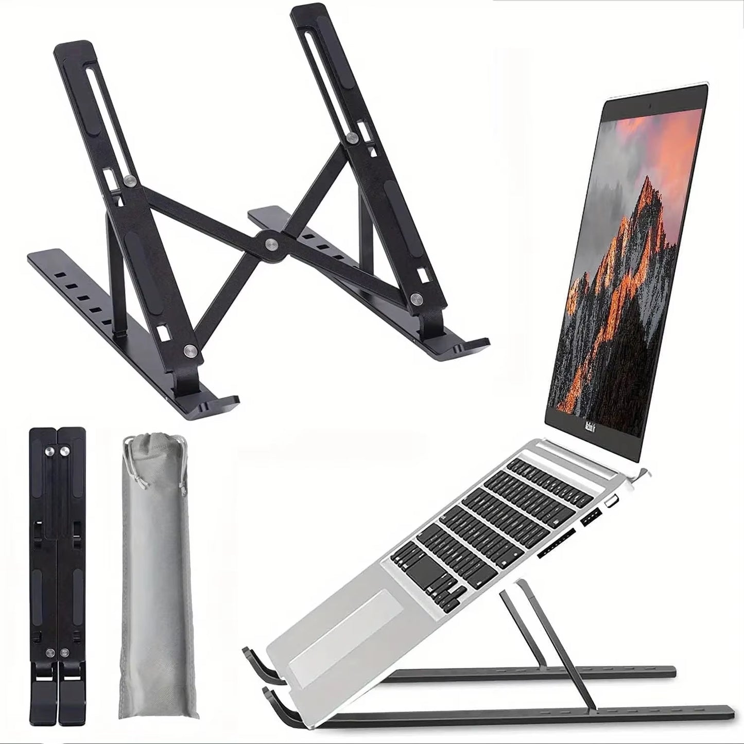 Adjustable Aluminum Laptop Stand – Ergonomic 6-Level Height Riser