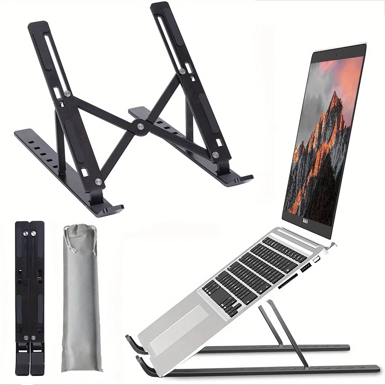 Adjustable Aluminum Laptop Stand – Ergonomic 6-Level Height Riser