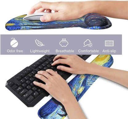 Ergonomic Mouse Pad & Keyboard Wrist Rest Set-Memory Foam Pain Relief