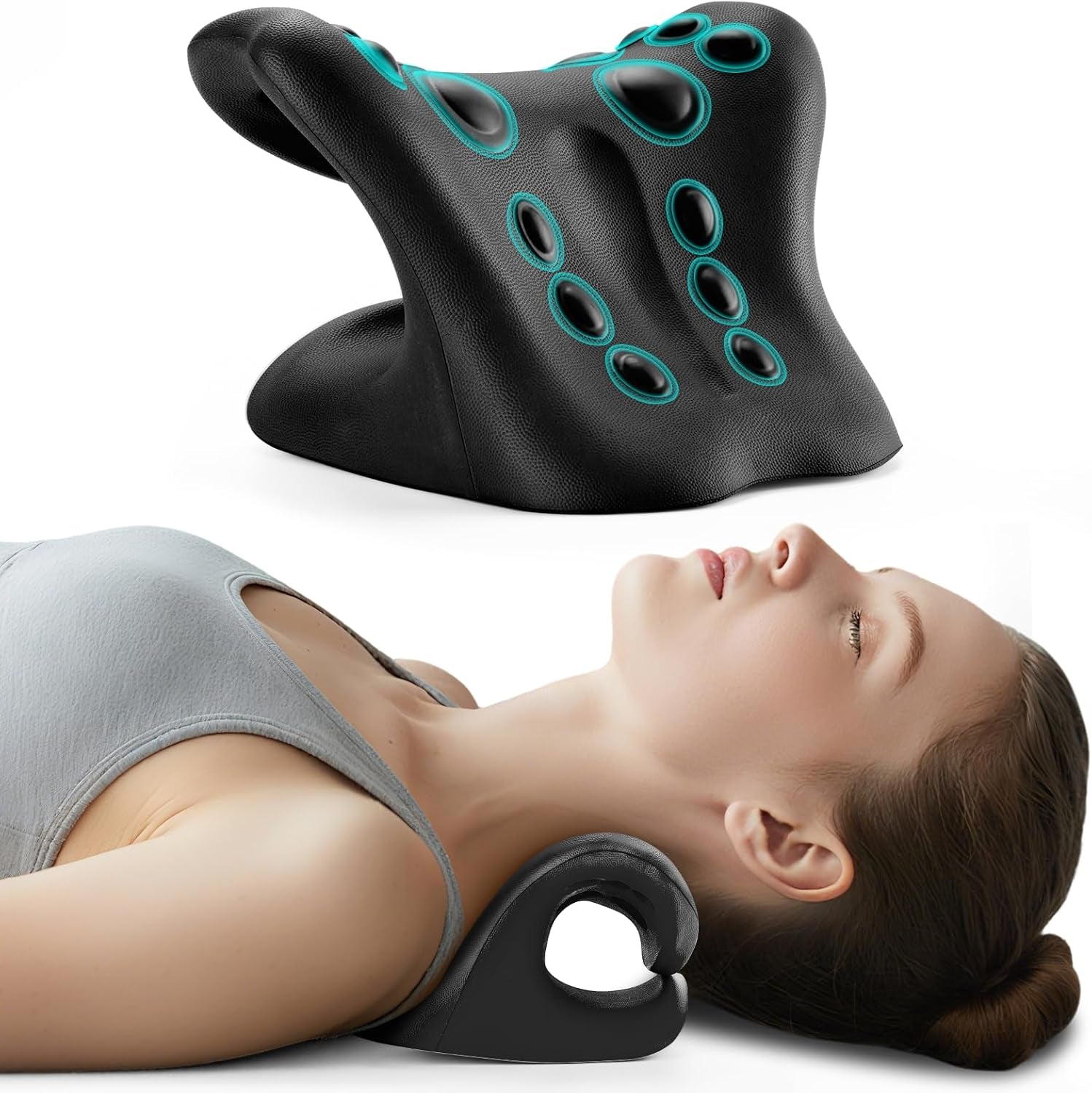 Cervical Neck Traction & Posture Correction Pillow- Spinal Descompression Relaxer 