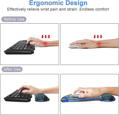 Ergonomic Mouse Pad & Keyboard Wrist Rest Set-Memory Foam Pain Relief